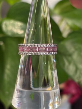 Pink Channel-Set Crystal Eternity Ring